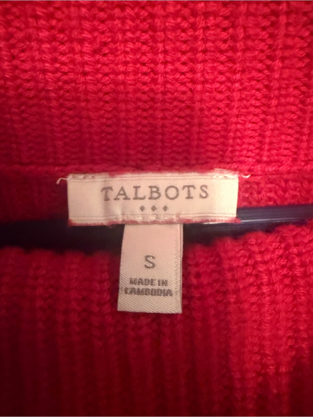 Talbots Red Cowl-Neck Ribbed Sweater - Picture 2 of 6